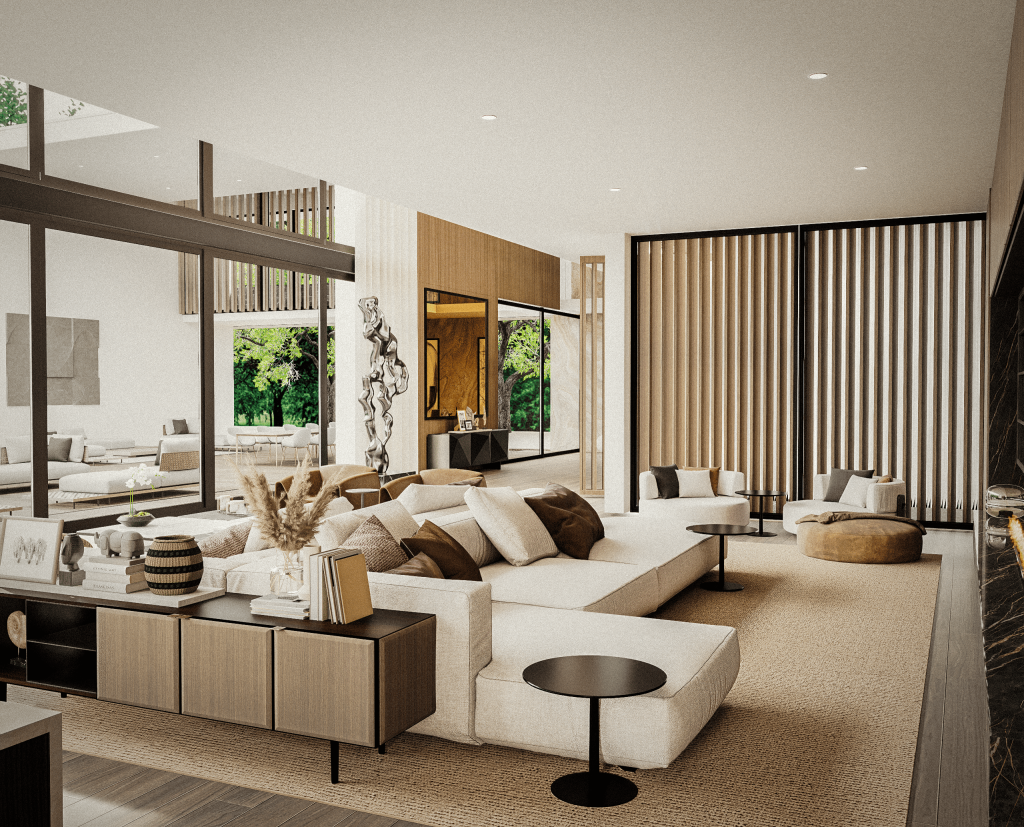 Sophisticated design featuring layered textures and timeless finishes